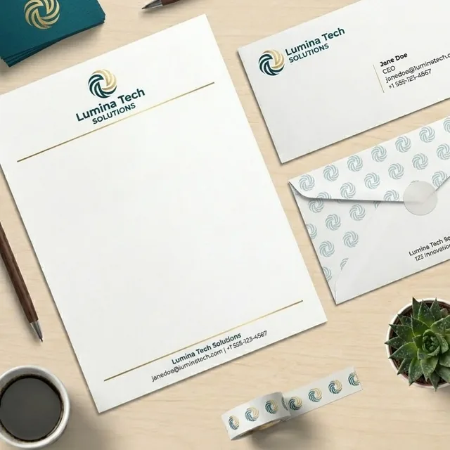 Letterhead, envelopes and business cards with a coordinated design
